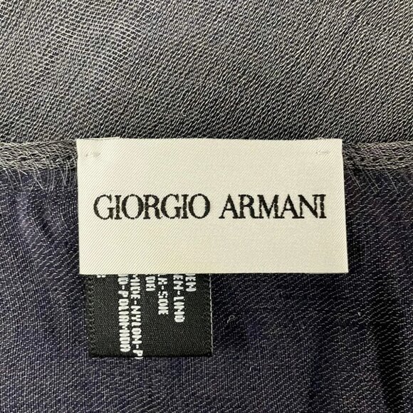 Auth GIORGIOARMANI - Gray Dark Gray Silk Scarf - Picture 4 of 6